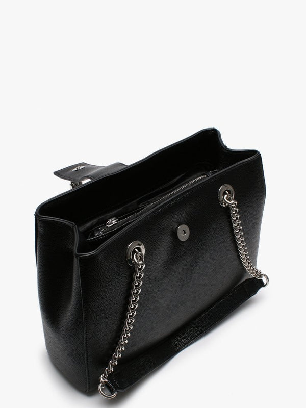 Divina Black Pebbled Tote Bag
