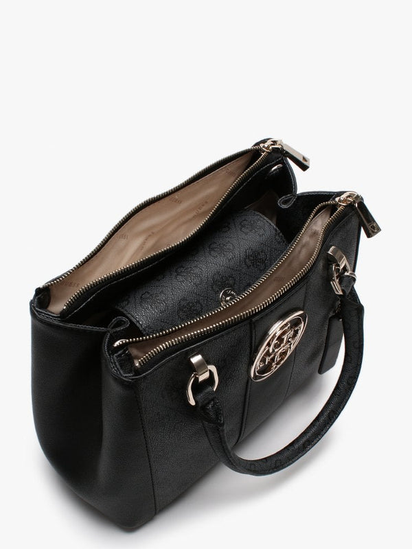 Bluebelle Textured Black & Grey Logo Satchel Bag