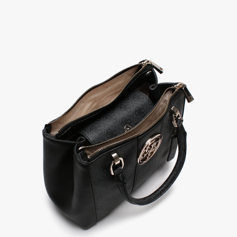 Bluebelle Textured Black & Grey Logo Satchel Bag