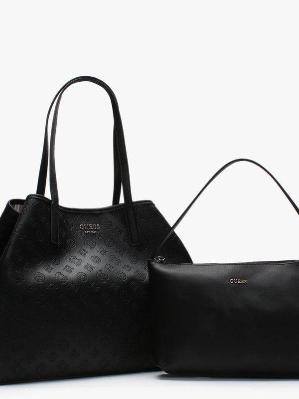 Large Vikky Black Slouchy Logo Tote Bag