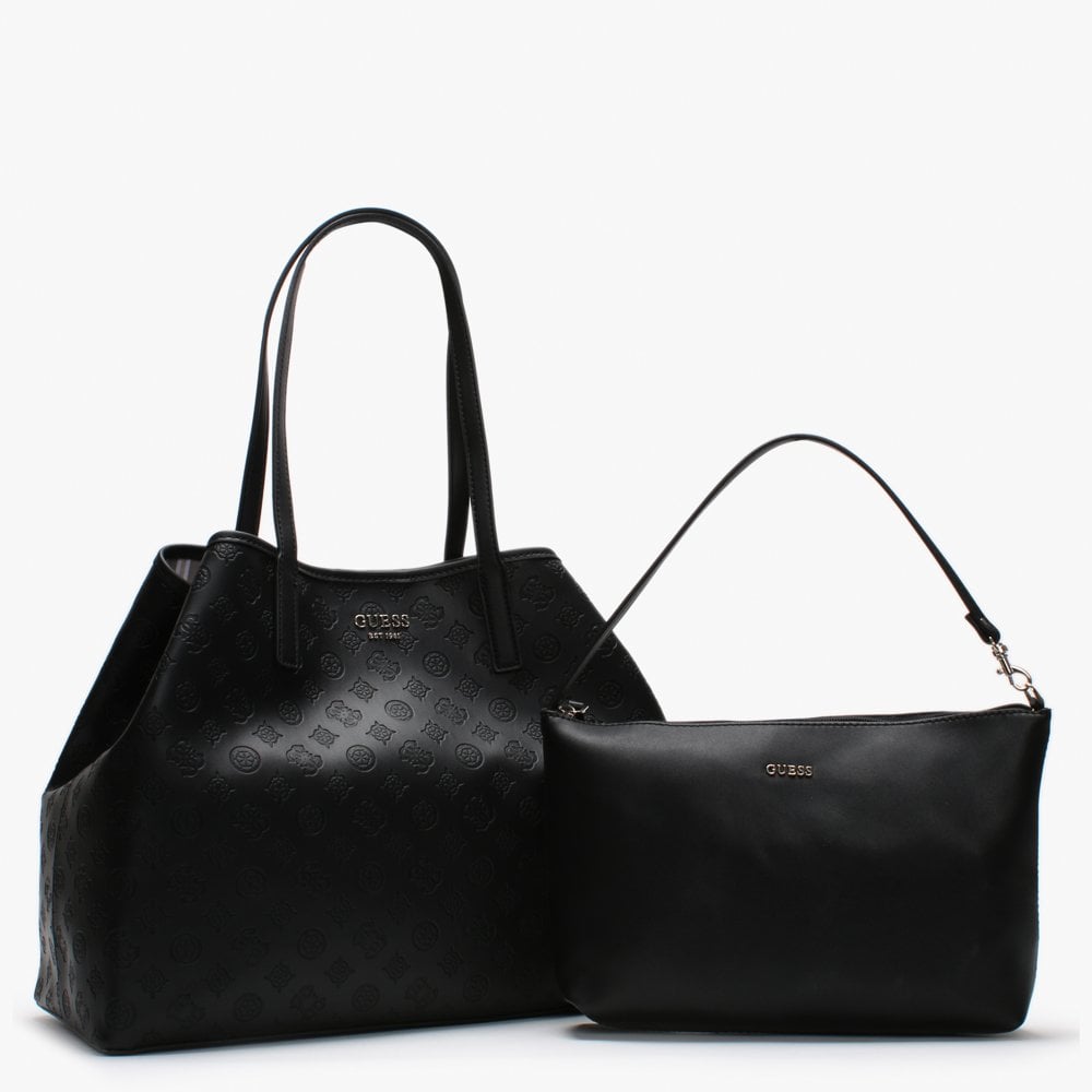 Large Vikky Black Slouchy Logo Tote Bag
