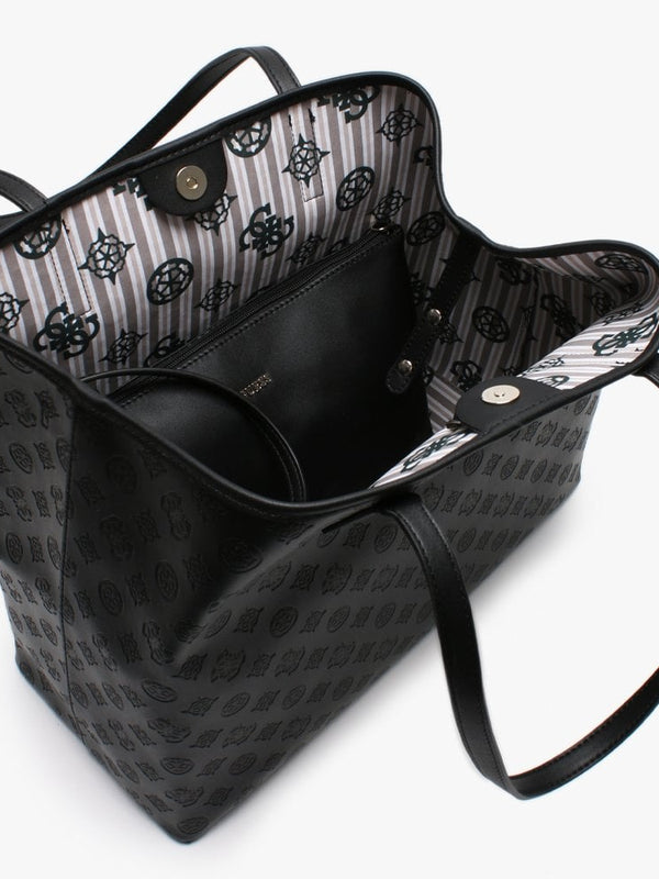 Large Vikky Black Slouchy Logo Tote Bag