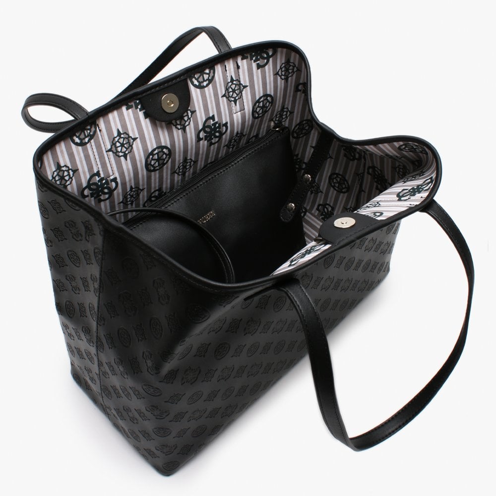 Large Vikky Black Slouchy Logo Tote Bag
