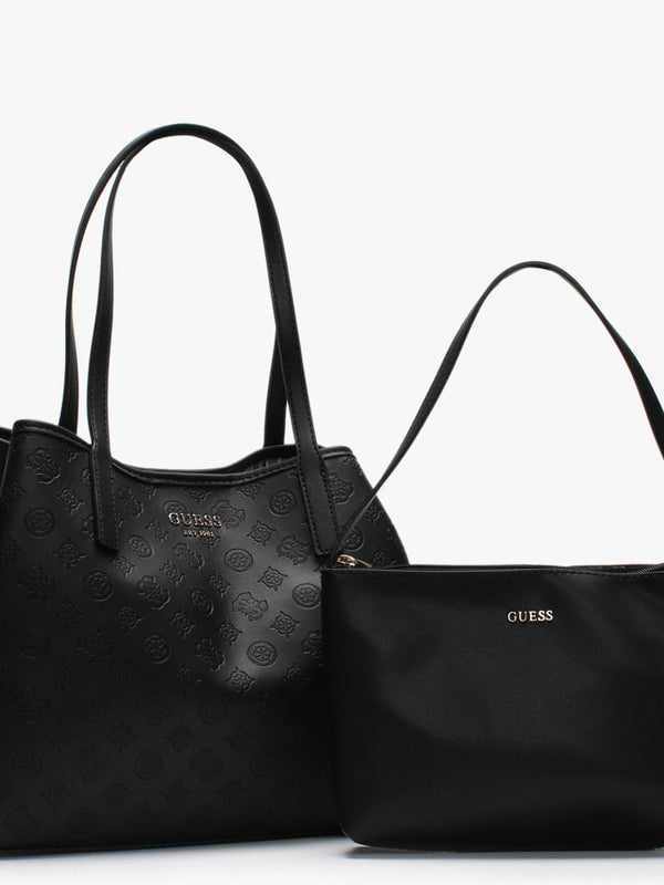 Medium Vikky Black Slouchy Logo Tote Bag