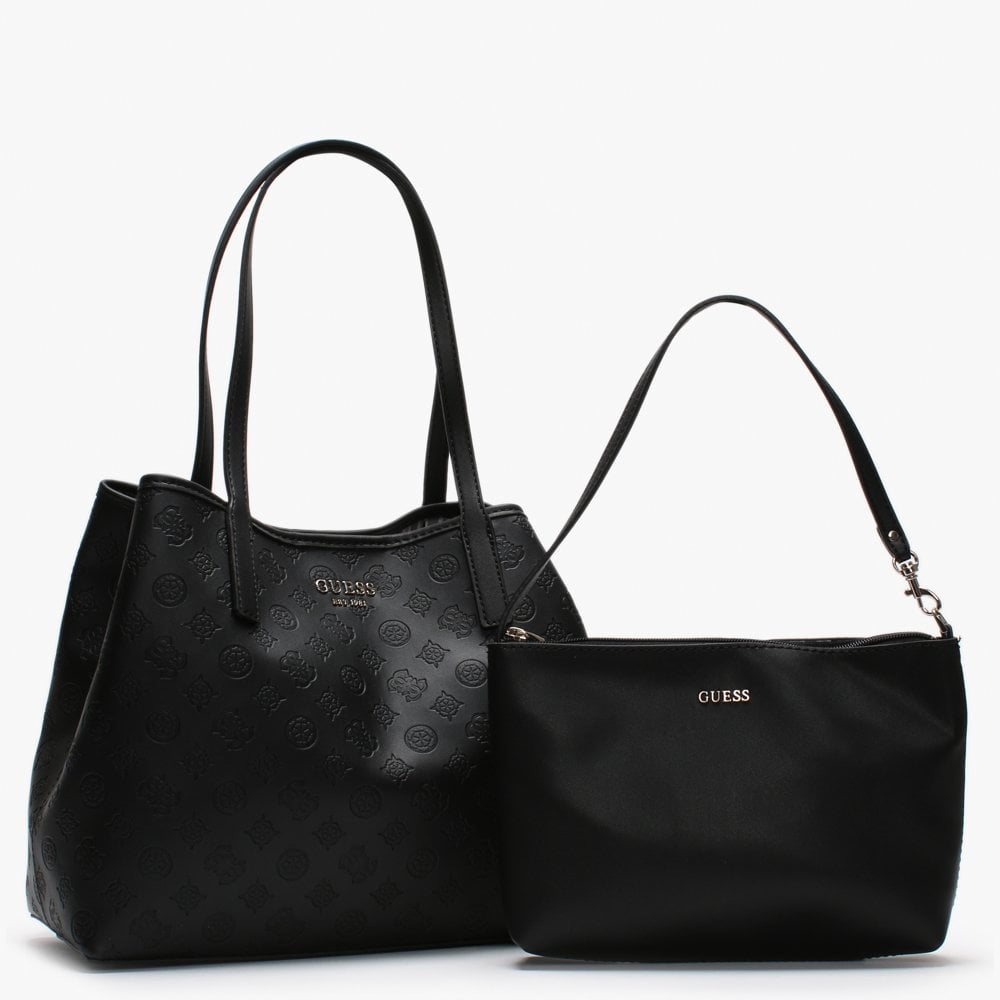 Medium Vikky Black Slouchy Logo Tote Bag