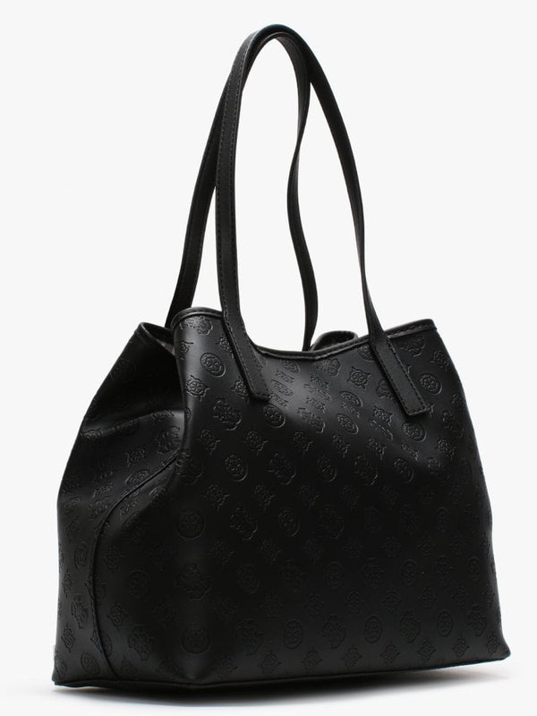Medium Vikky Black Slouchy Logo Tote Bag