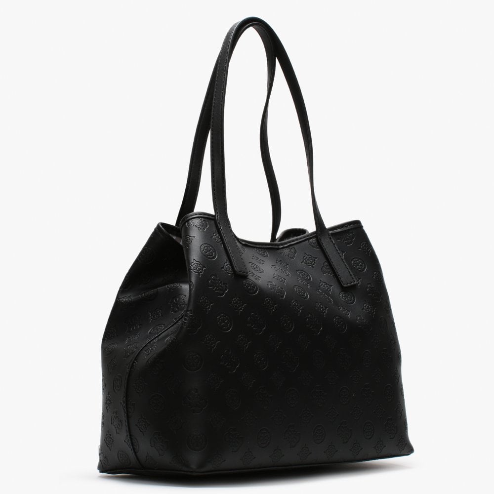 Medium Vikky Black Slouchy Logo Tote Bag