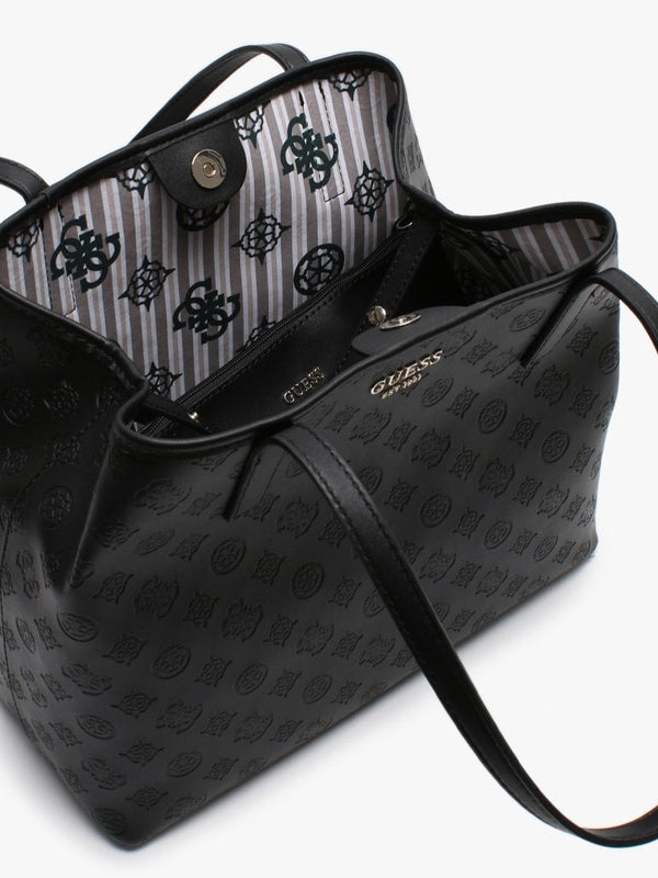 Medium Vikky Black Slouchy Logo Tote Bag