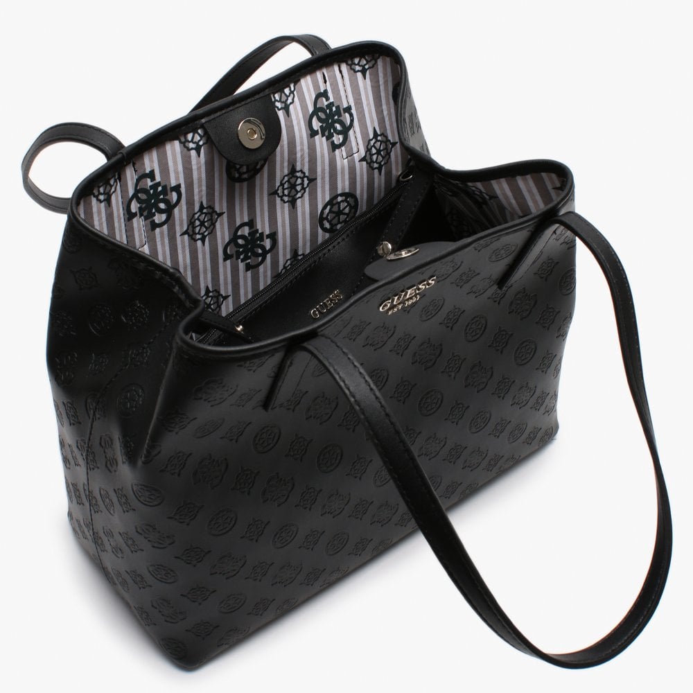 Medium Vikky Black Slouchy Logo Tote Bag