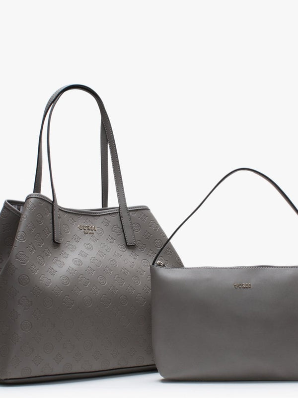 Large Vikky Taupe Slouchy Logo Tote Bag