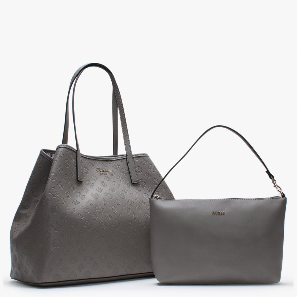 Large Vikky Taupe Slouchy Logo Tote Bag