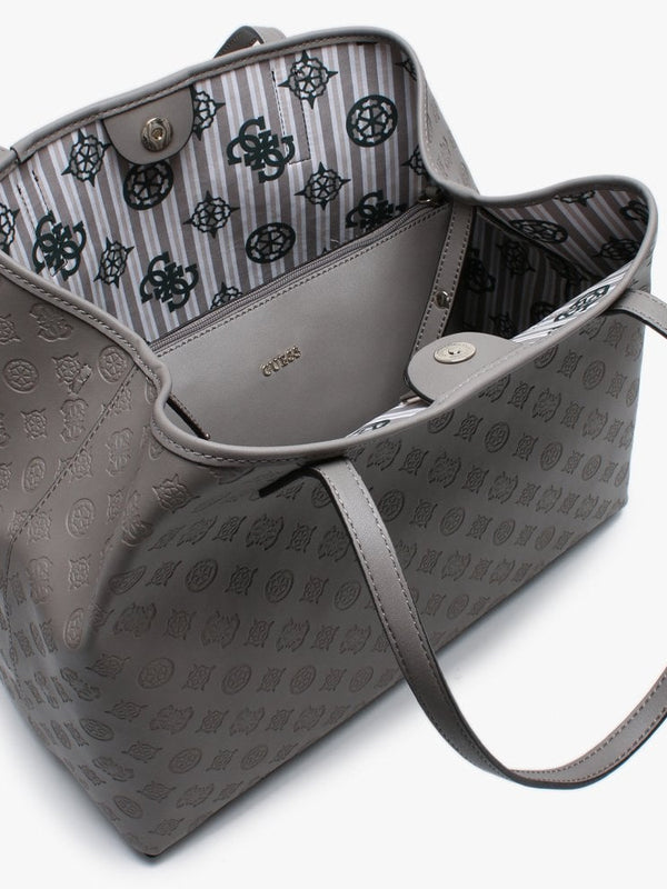 Large Vikky Taupe Slouchy Logo Tote Bag