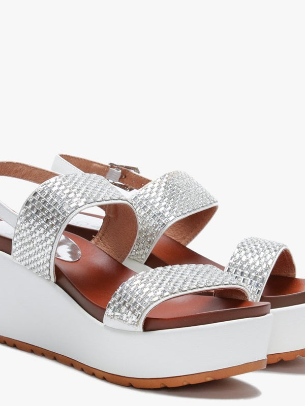 Pinchello White Embellished Wedge Sandals