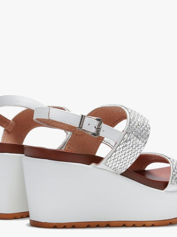 Pinchello White Embellished Wedge Sandals