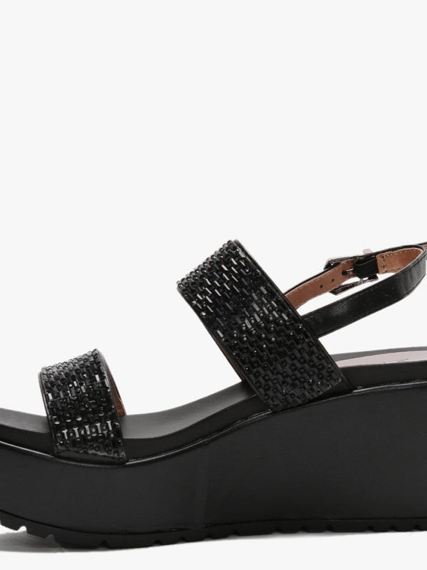 Pinchello Black Embellished Wedge Sandals