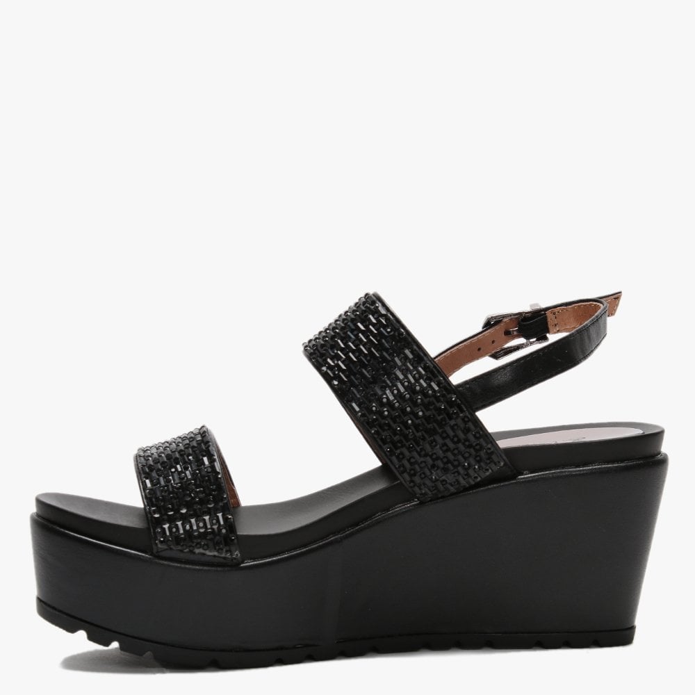 Pinchello Black Embellished Wedge Sandals