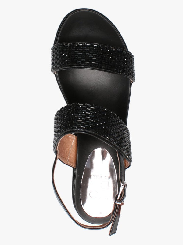 Pinchello Black Embellished Wedge Sandals
