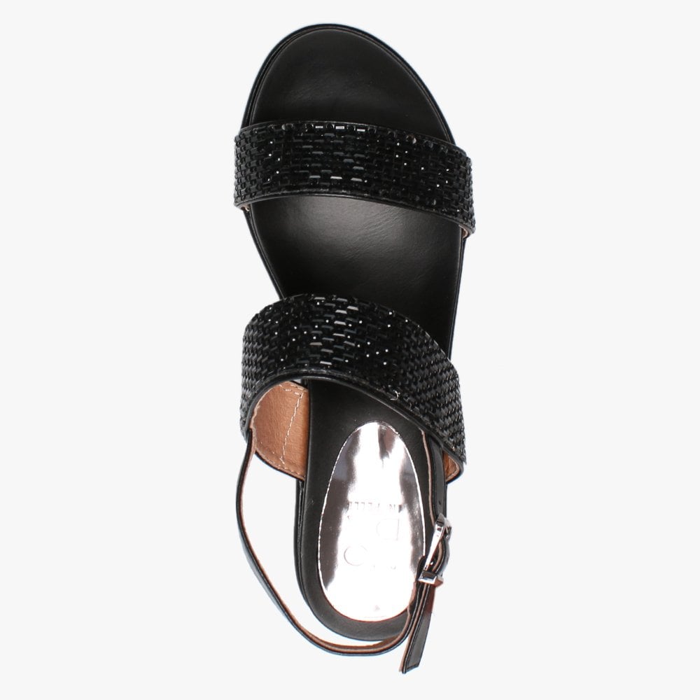 Pinchello Black Embellished Wedge Sandals