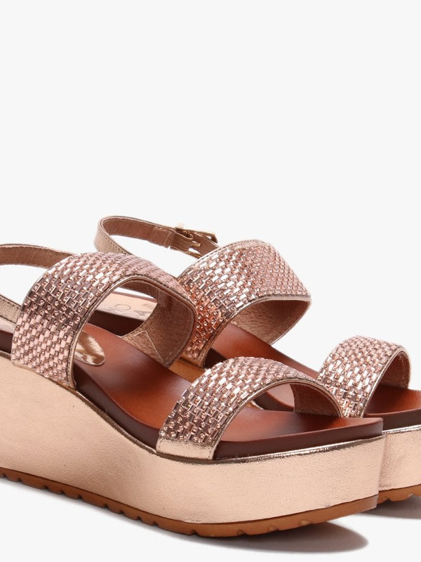 Pinchello Rose Gold Embellished Wedge Sandals