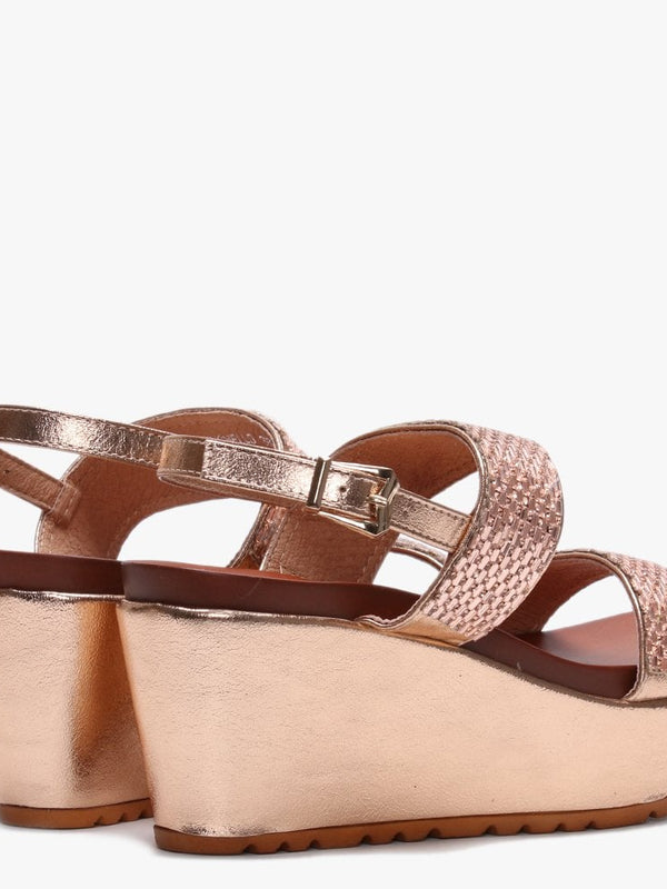 Pinchello Rose Gold Embellished Wedge Sandals