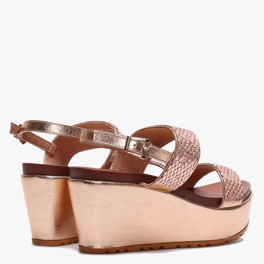 Pinchello Rose Gold Embellished Wedge Sandals