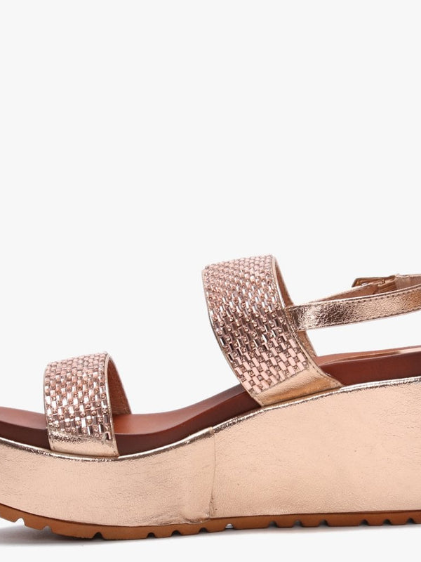 Pinchello Rose Gold Embellished Wedge Sandals