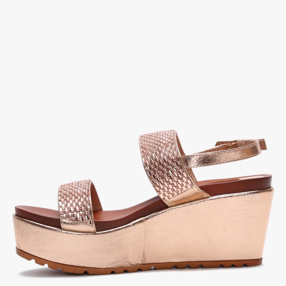 Pinchello Rose Gold Embellished Wedge Sandals