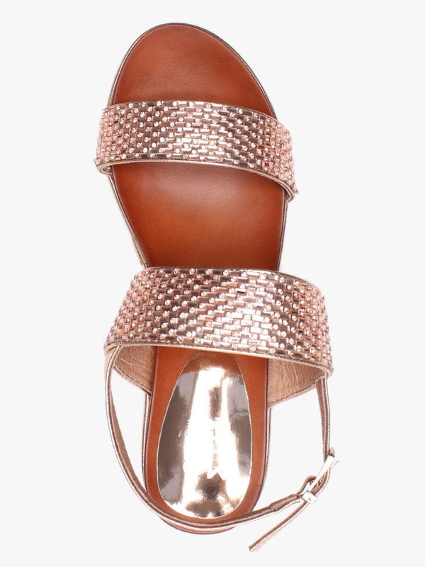 Pinchello Rose Gold Embellished Wedge Sandals