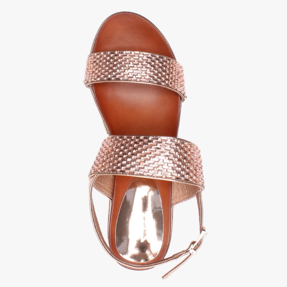 Pinchello Rose Gold Embellished Wedge Sandals