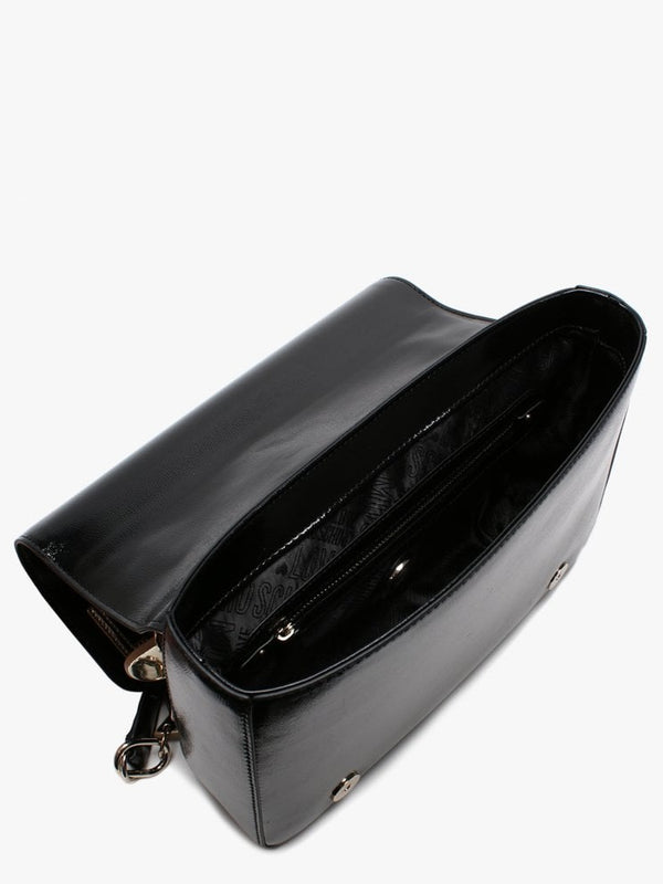 Chain Strap Black Patent Shoulder Bag