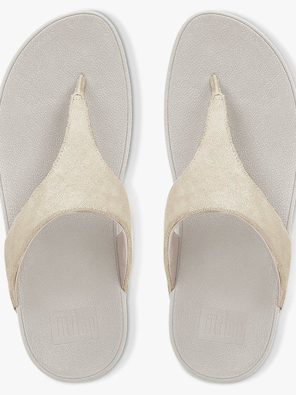 Shimmy Suede Pale Gold Toe Post Sandals