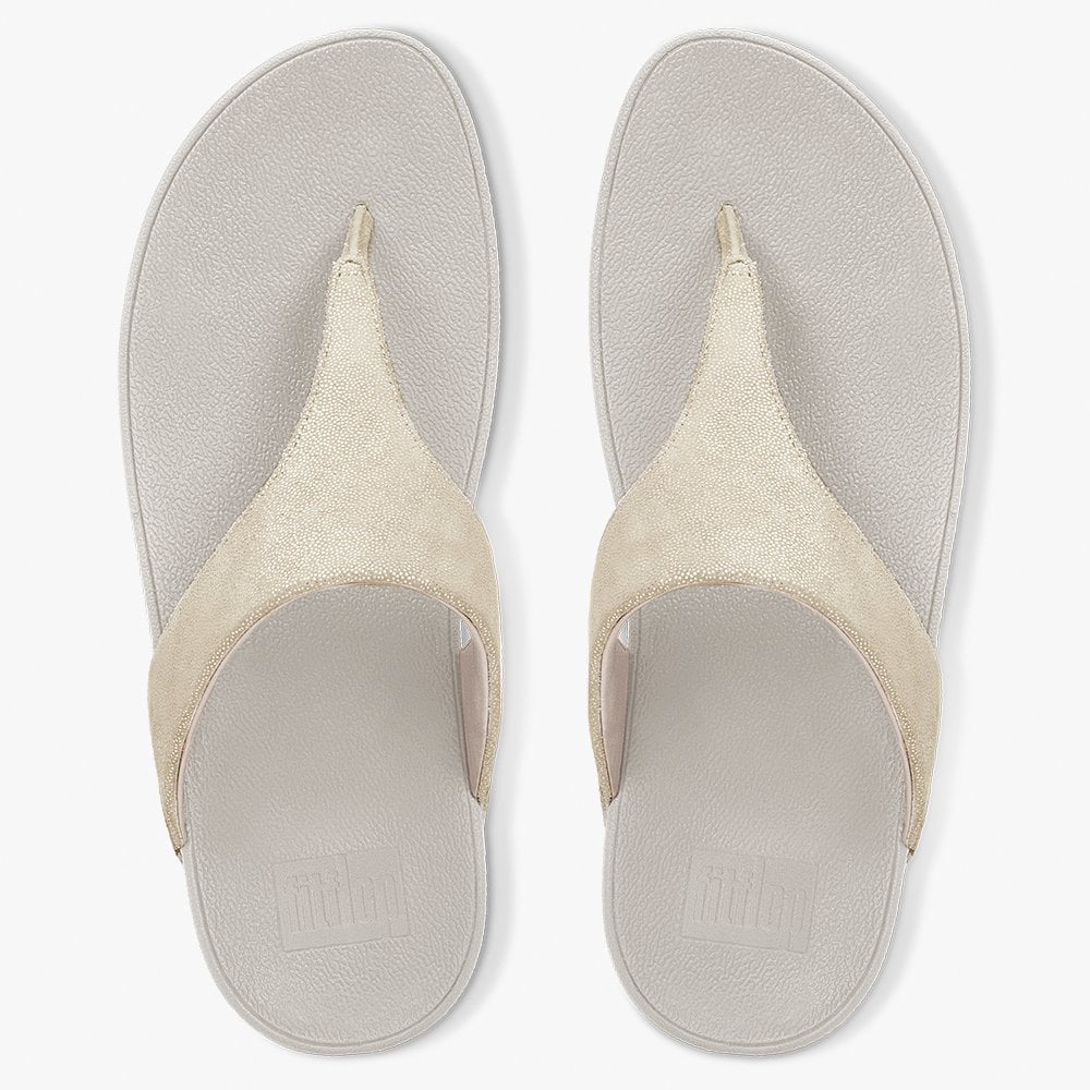 Shimmy Suede Pale Gold Toe Post Sandals