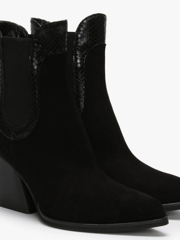Void Black Suede Reptile Trim Western Boots