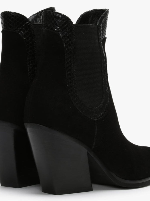 Void Black Suede Reptile Trim Western Boots
