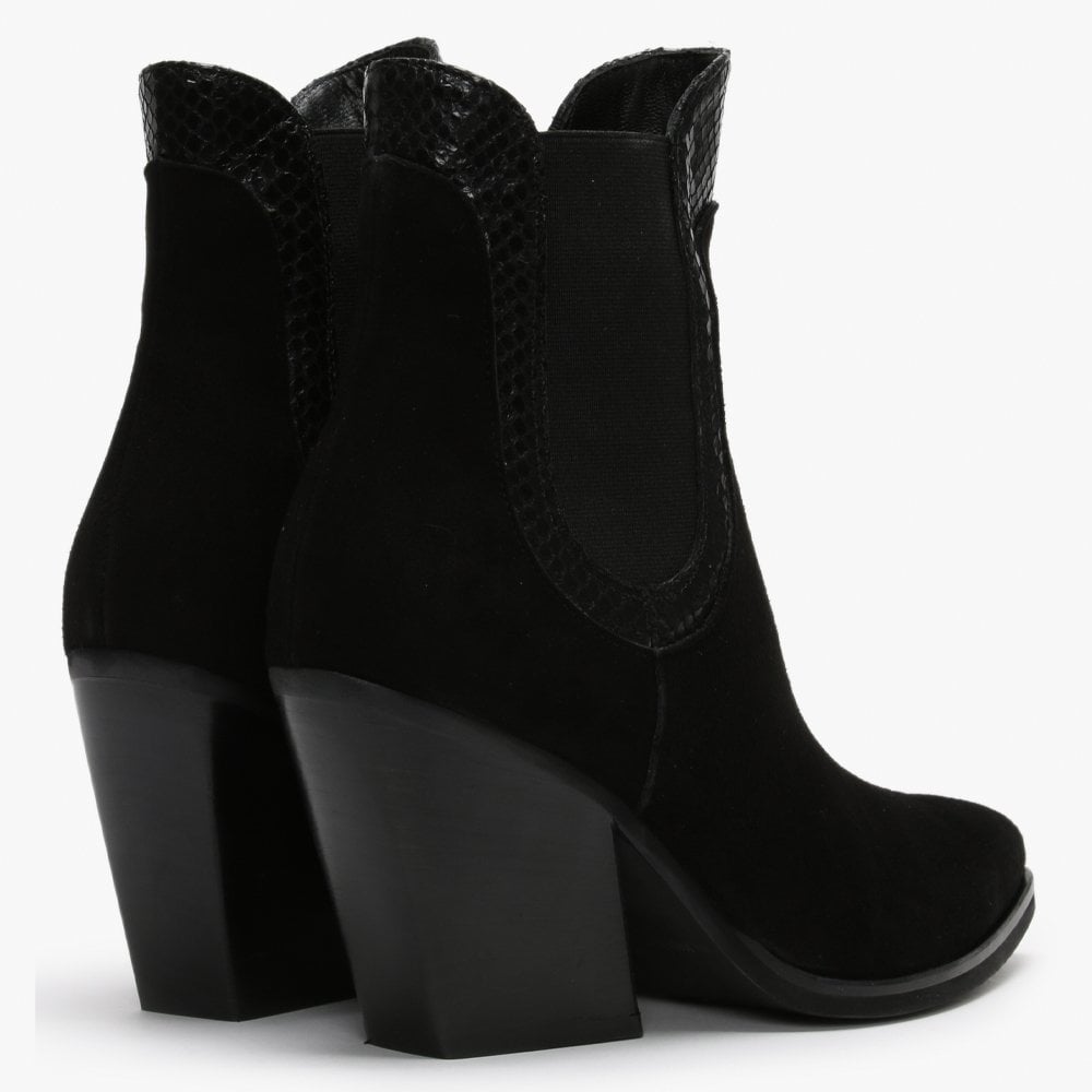 Void Black Suede Reptile Trim Western Boots