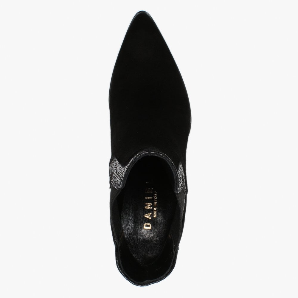 Void Black Suede Reptile Trim Western Boots