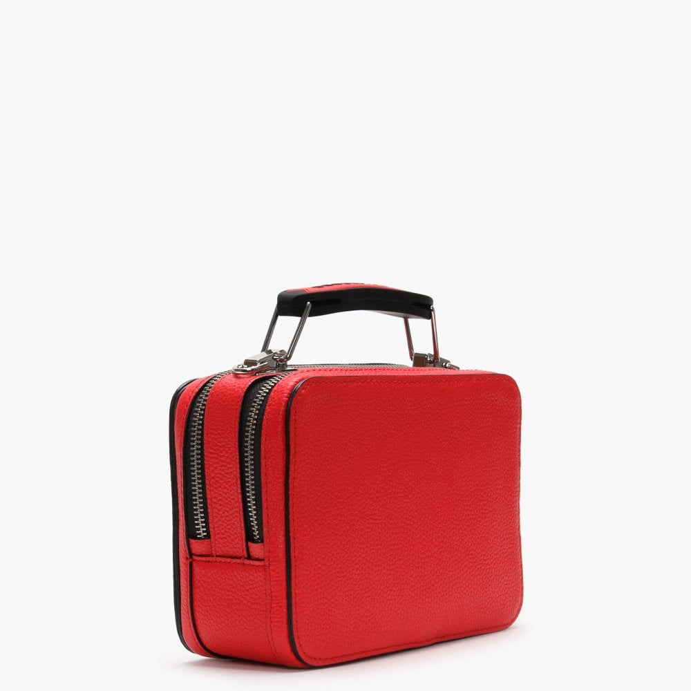 Mini Box Geranium Leather Cross-Body Bag