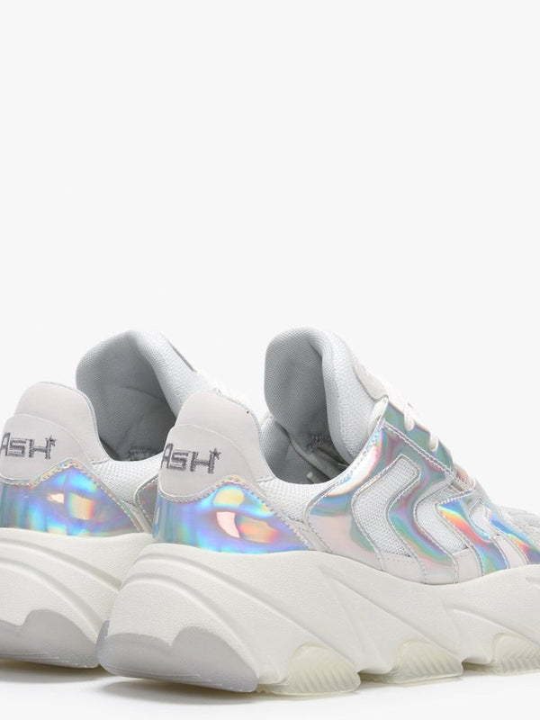 Extreme Off White Silver Holographic & Mesh Chunky Trainers