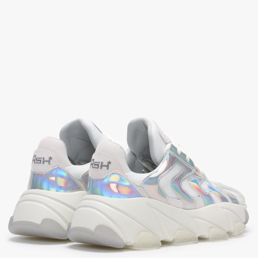 Extreme Off White Silver Holographic & Mesh Chunky Trainers