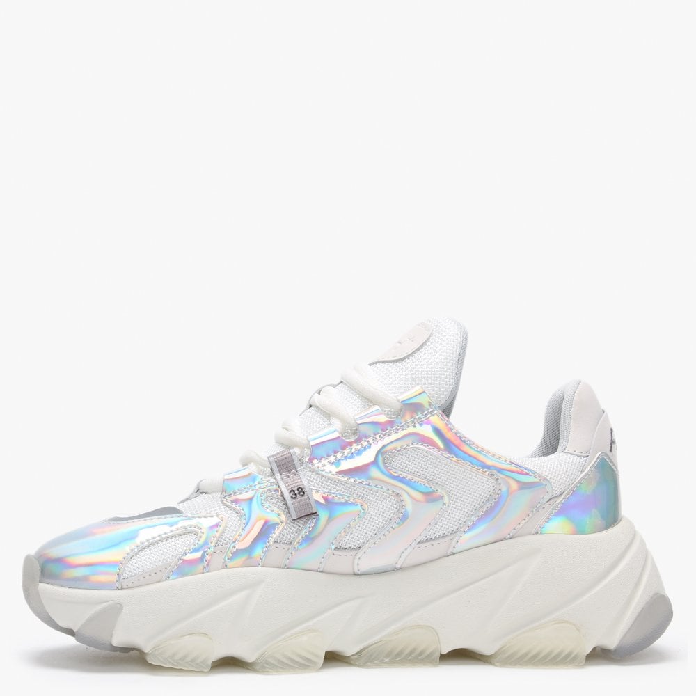 Extreme Off White Silver Holographic & Mesh Chunky Trainers