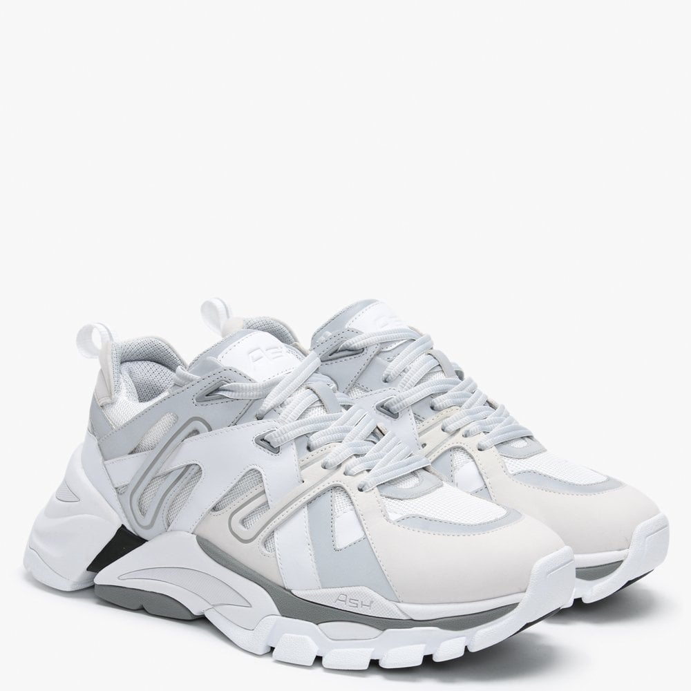 Men’s Free White Silver Leather & Mesh Trainers
