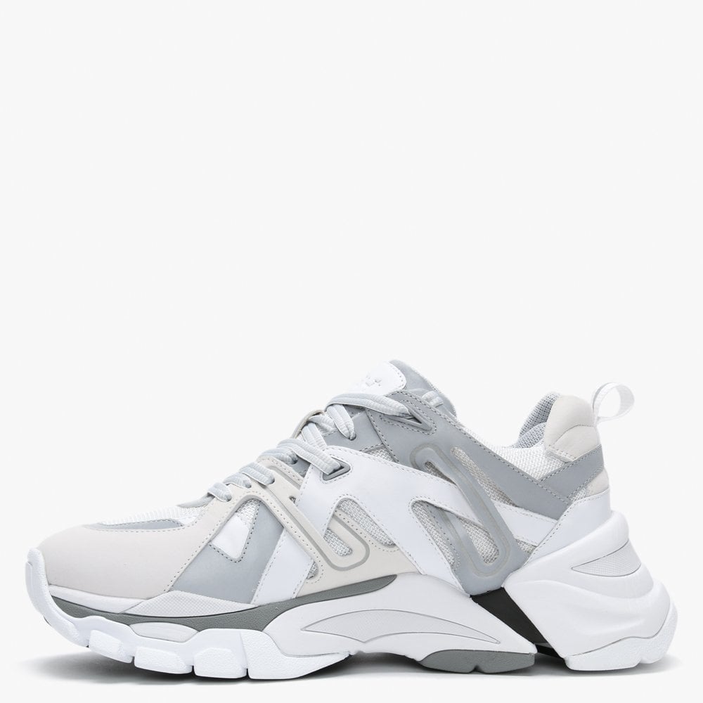 Men’s Free White Silver Leather & Mesh Trainers