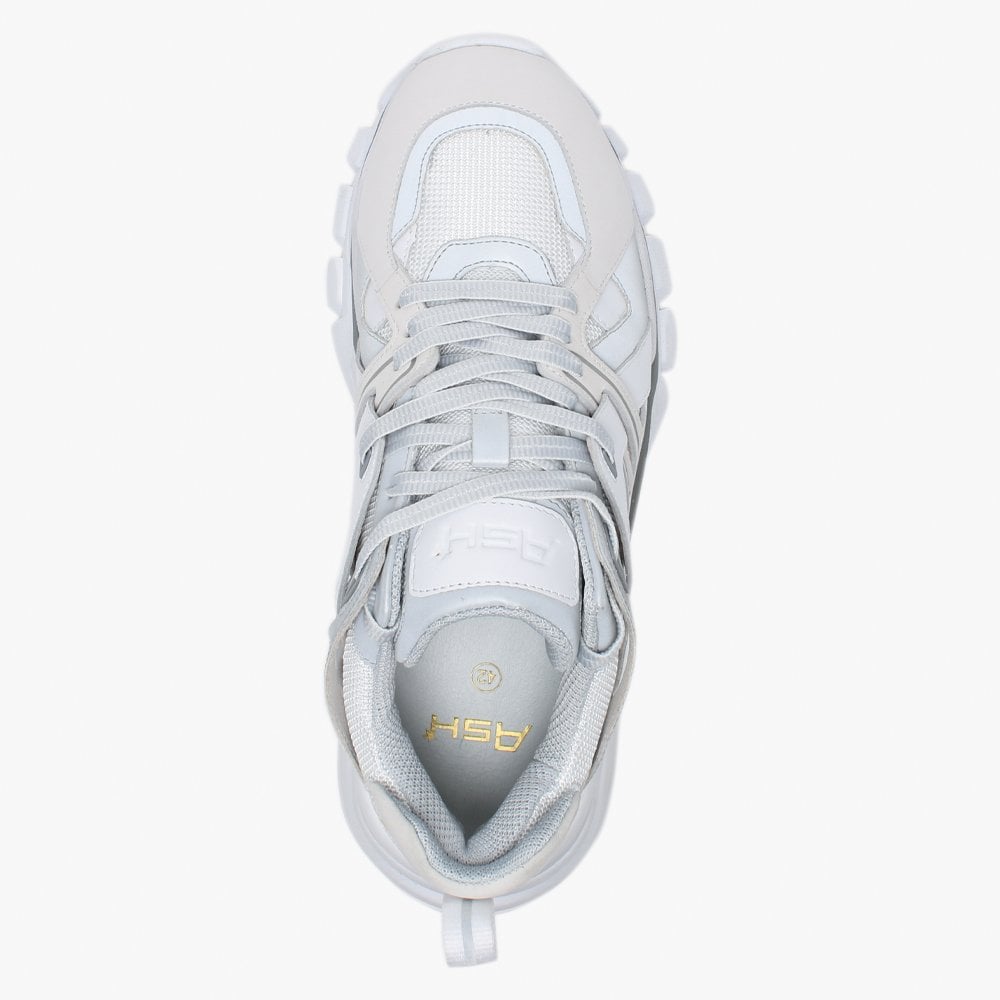 Men’s Free White Silver Leather & Mesh Trainers