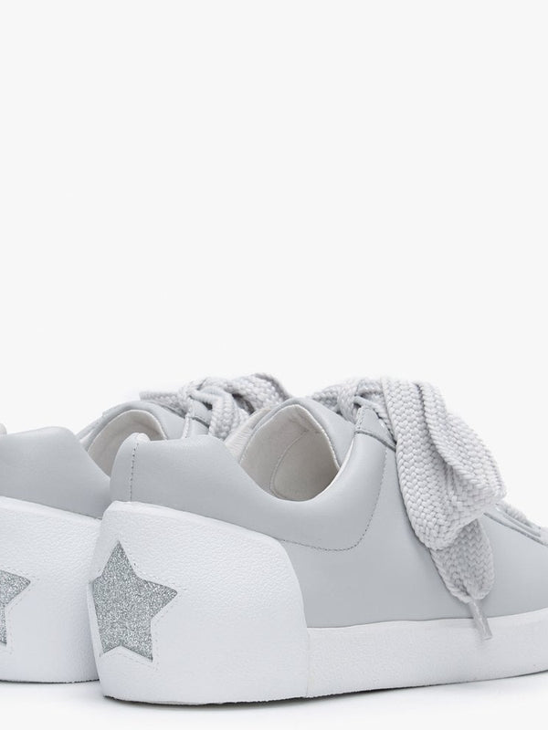 Nina Pearl Leather Lace Up Low Top Trainers