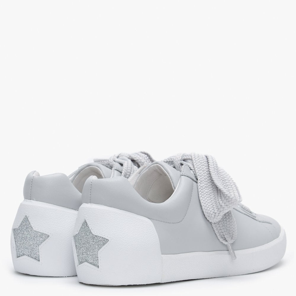 Nina Pearl Leather Lace Up Low Top Trainers