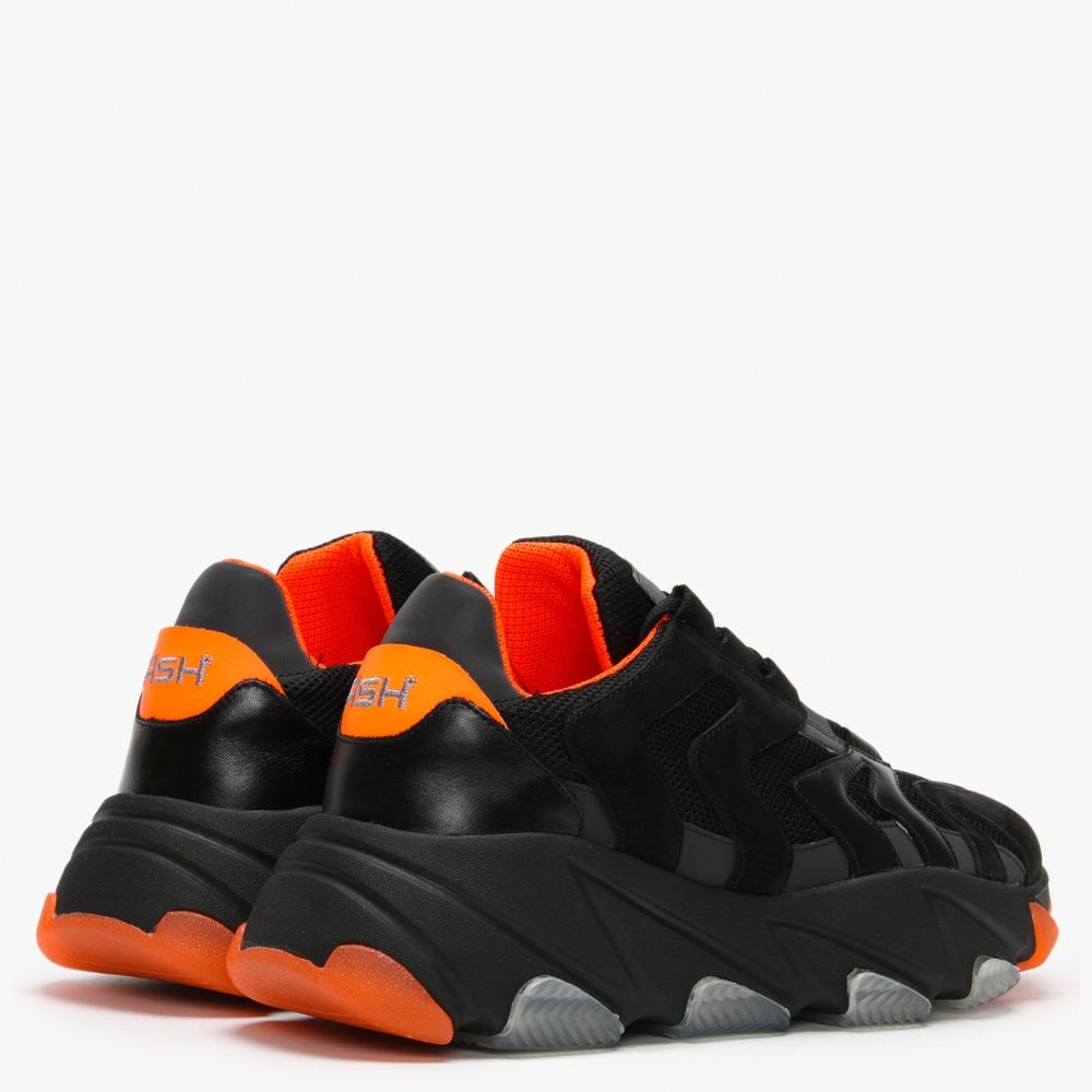 Men’s Eagle Black & Fluo Orange Leather & Mesh Trainers