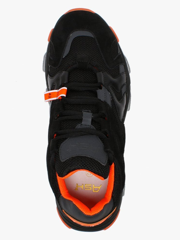 Men’s Eagle Black & Fluo Orange Leather & Mesh Trainers