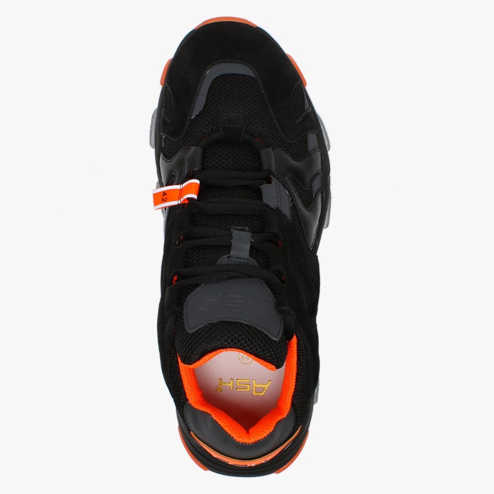 Men’s Eagle Black & Fluo Orange Leather & Mesh Trainers