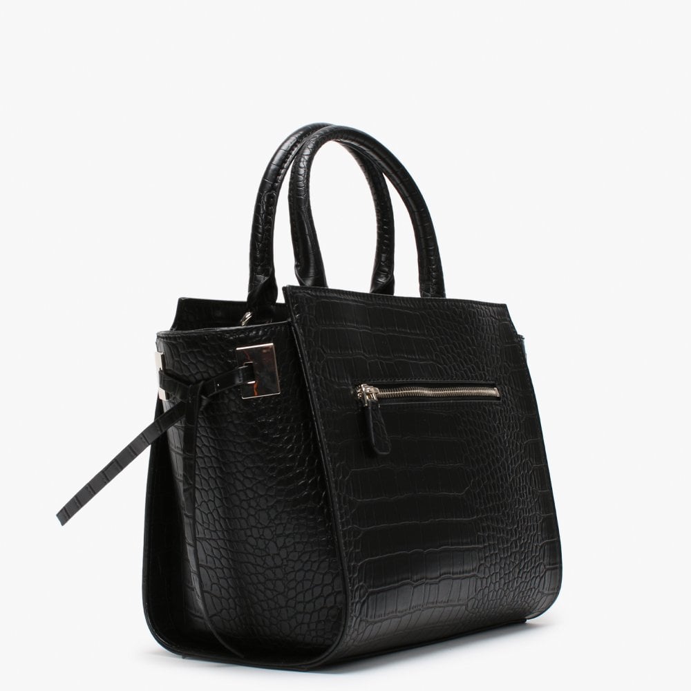 Open Road Black Moc Croc Satchel Bag