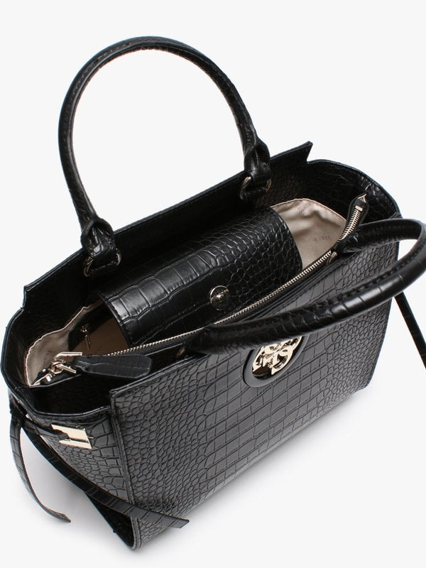 Open Road Black Moc Croc Satchel Bag